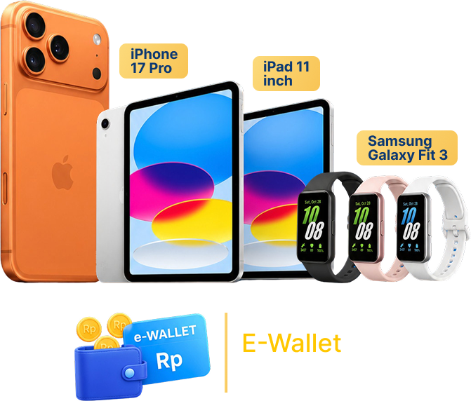 Hadiah iPhone 17 Pro, iPad, Samsung Galaxy Fit 3